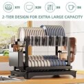 2-Tier Dish Drying Rack with Cutlery Holder, Carbon Steel & Plastic, Easy Install Over Sink Drainer, Sturdy Water Dish Storage:4 Days Free Delivery