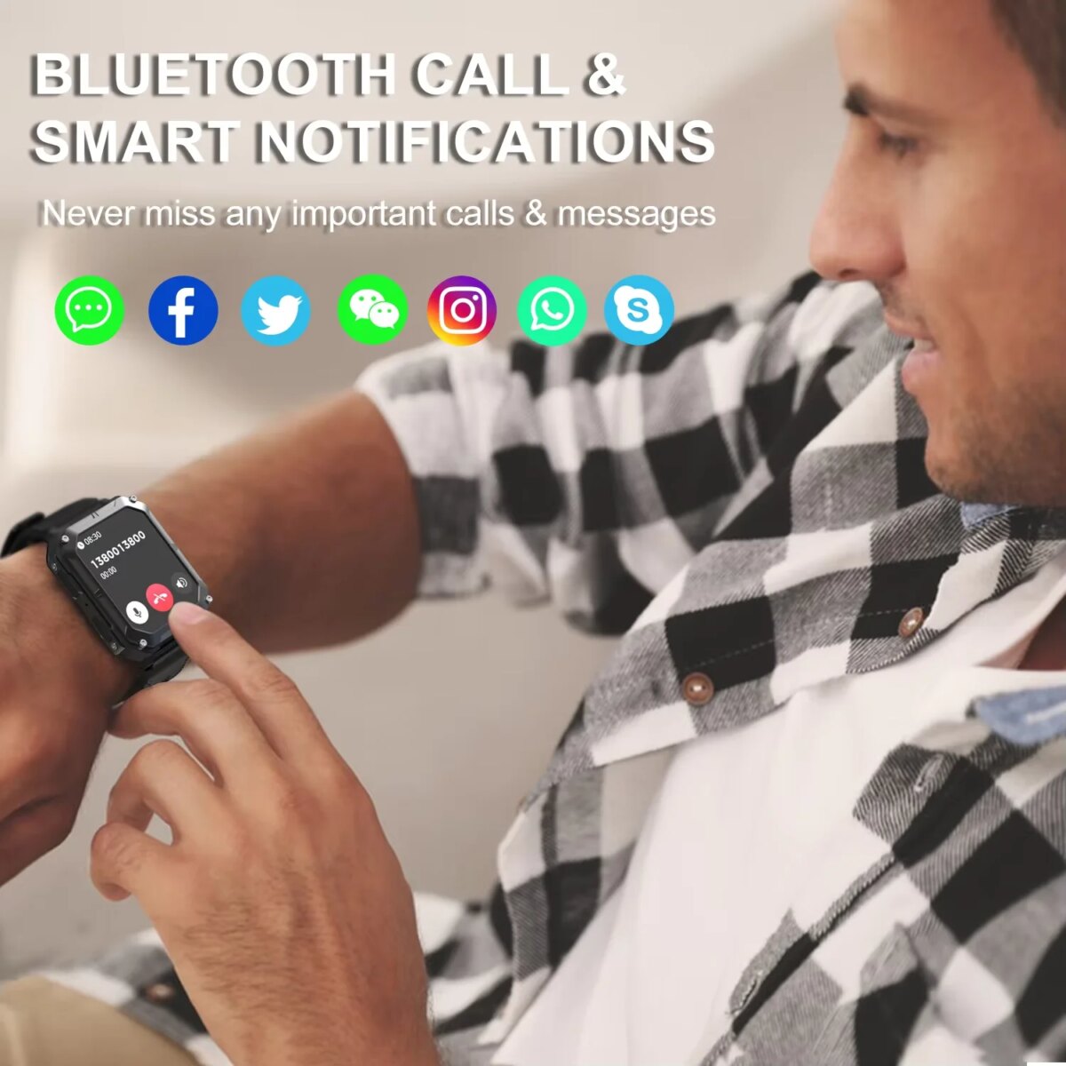 C20Pro Sports Smart Watch Men Bluetooth Call Smartwatch IP68 Waterproof Multi Sports Mode Health Monitoring Military Smartwatch:4 Days Free Delivery - Image 2