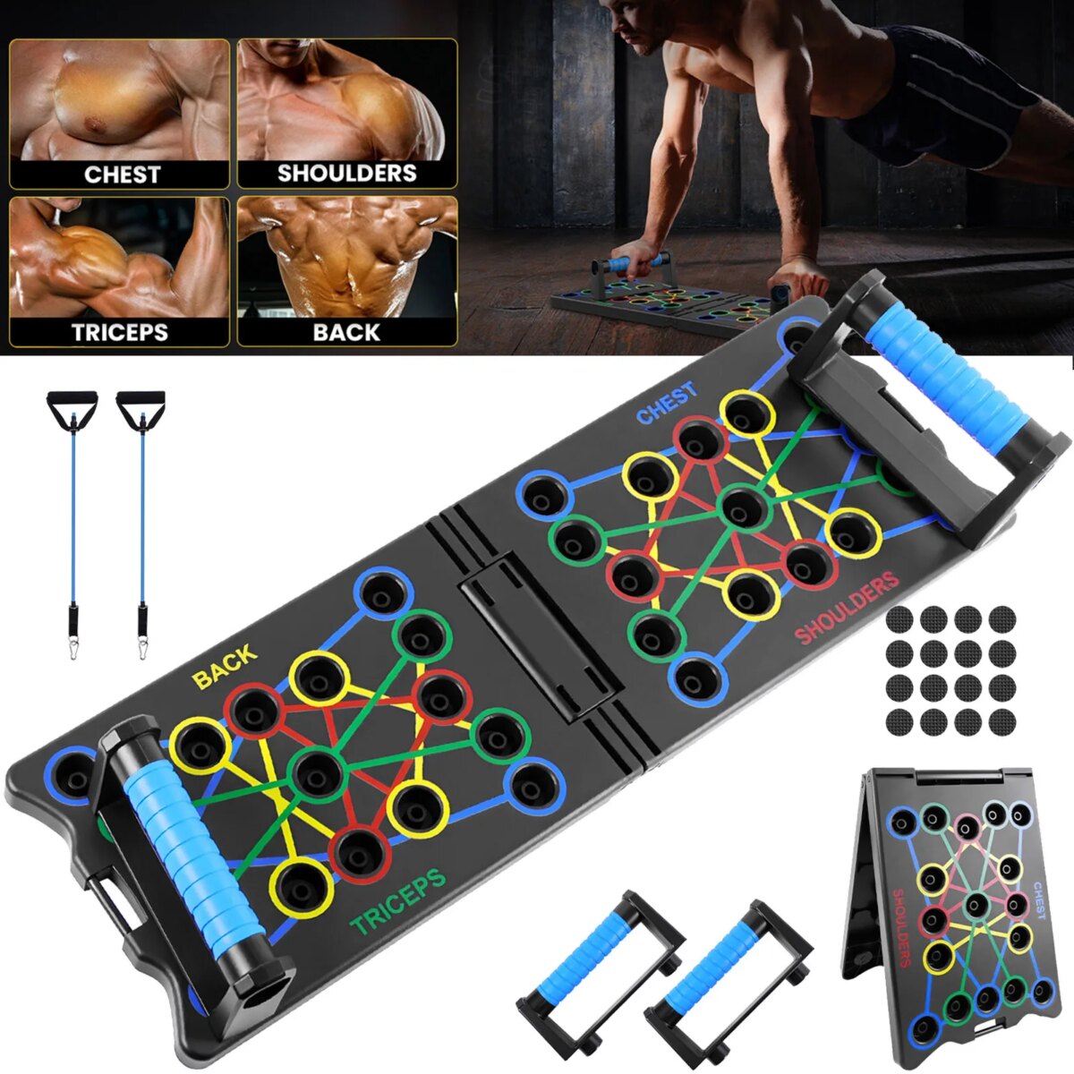 Portable Multifunctional Push-up Board - Fitness and Muscle Training Device Home Workout Set Foldable Push Up Bar Resistance: uk Stock, 4 Days Free Delivery - Image 1