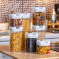 【Lifeideas】7Pcs Airtight Food Storage Containers with Clasp Lids Plastic Clear Jars with Easy Lock Lid Kitchen Pantry Organize: uk Stock, 4 Days Free Delivery, - Image 2