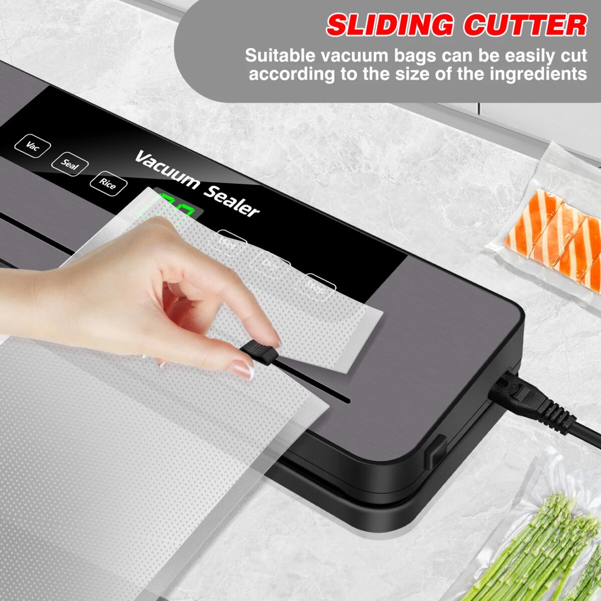Vacuum Sealer,Automatic Food Vacuum Sealer,5 modes,with 10 sealing pockets and built-in cutter for sealing of wet and dry food: uk Stock, 4 Days Free Delivery - Image 4