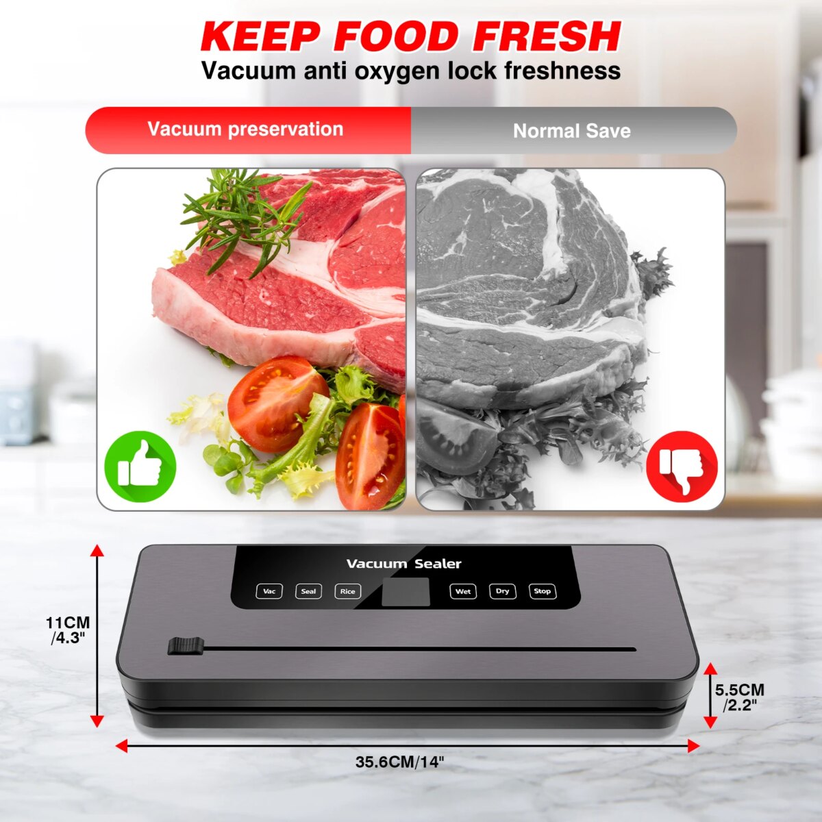 Vacuum Sealer,Automatic Food Vacuum Sealer,5 modes,with 10 sealing pockets and built-in cutter for sealing of wet and dry food: uk Stock, 4 Days Free Delivery - Image 2