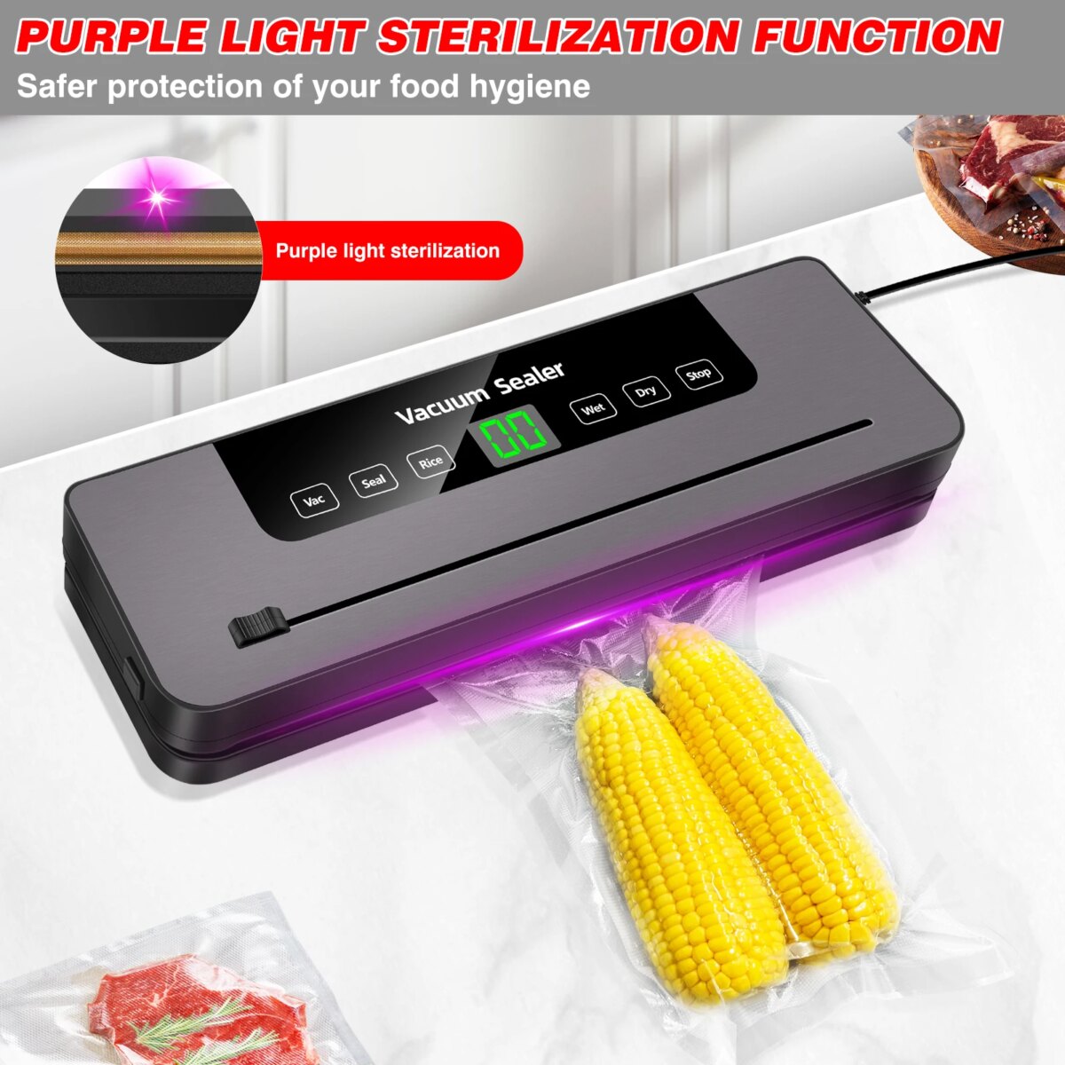 Vacuum Sealer,Automatic Food Vacuum Sealer,5 modes,with 10 sealing pockets and built-in cutter for sealing of wet and dry food: uk Stock, 4 Days Free Delivery - Image 5