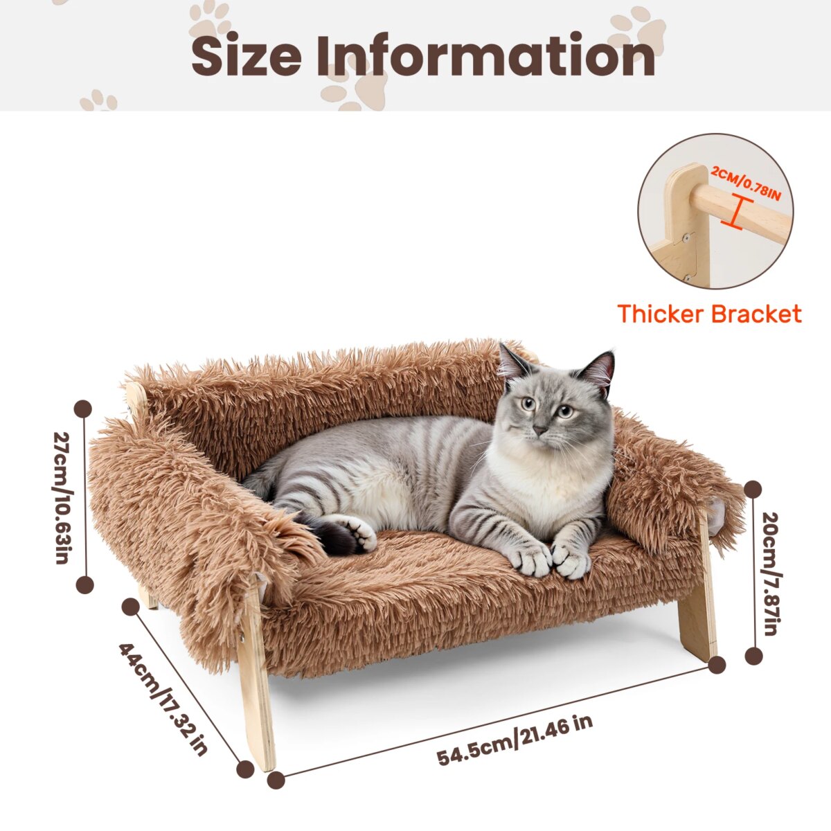 Large Cat Bed Sturdy Wooden Leg Raised Plush Cat Sofa Bed Kitten Bed for Indoor Cats - Soft Cat Couch: uk Stock, 4 Days Free Delivery - Image 2