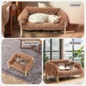 Large Cat Bed Sturdy Wooden Leg Raised Plush Cat Sofa Bed Kitten Bed for Indoor Cats - Soft Cat Couch: uk Stock, 4 Days Free Delivery - Image 4
