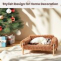 Large Cat Bed Sturdy Wooden Leg Raised Plush Cat Sofa Bed Kitten Bed for Indoor Cats - Soft Cat Couch: uk Stock, 4 Days Free Delivery - Image 3