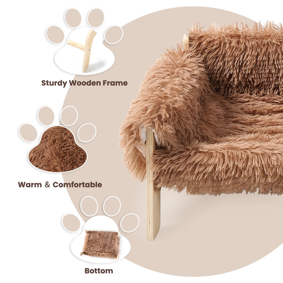 Large Cat Bed Sturdy Wooden Leg Raised Plush Cat Sofa Bed Kitten Bed for Indoor Cats - Soft Cat Couch: uk Stock, 4 Days Free Delivery - Image 5