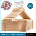 30Pcs Wooden Coat Hangers Suit Garments Clothes Wood Hanger Trouser Bar Set~: uk Stock, 4 Days Free Delivery
