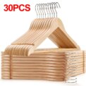 30Pcs Wooden Coat Hangers Suit Garments Clothes Wood Hanger Trouser Bar Set~: uk Stock, 4 Days Free Delivery - Image 2