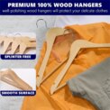 30Pcs Wooden Coat Hangers Suit Garments Clothes Wood Hanger Trouser Bar Set~: uk Stock, 4 Days Free Delivery - Image 6