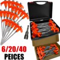 6/20/40Pc Screw In Tent Pegs Drill Top Hard Ground Camping Awning Pegs Camping Ground Sheet Anchor Hard Ground Awning Pegs: uk Stock, 4 Days Free Delivery