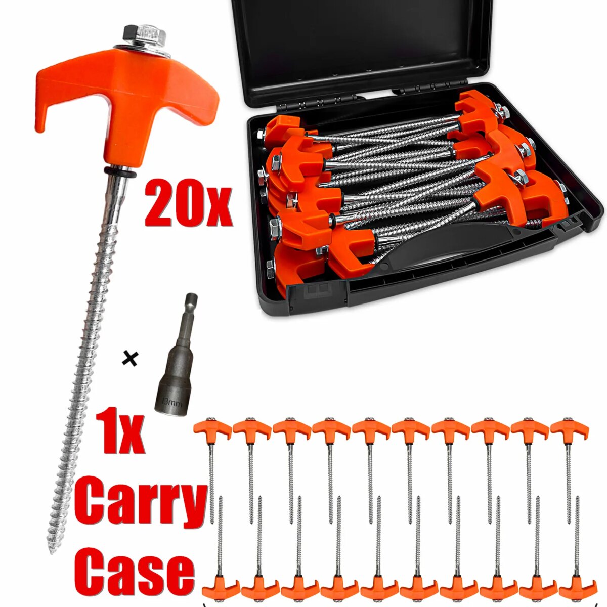 6/20/40Pc Screw In Tent Pegs Drill Top Hard Ground Camping Awning Pegs Camping Ground Sheet Anchor Hard Ground Awning Pegs: uk Stock, 4 Days Free Delivery - Image 2