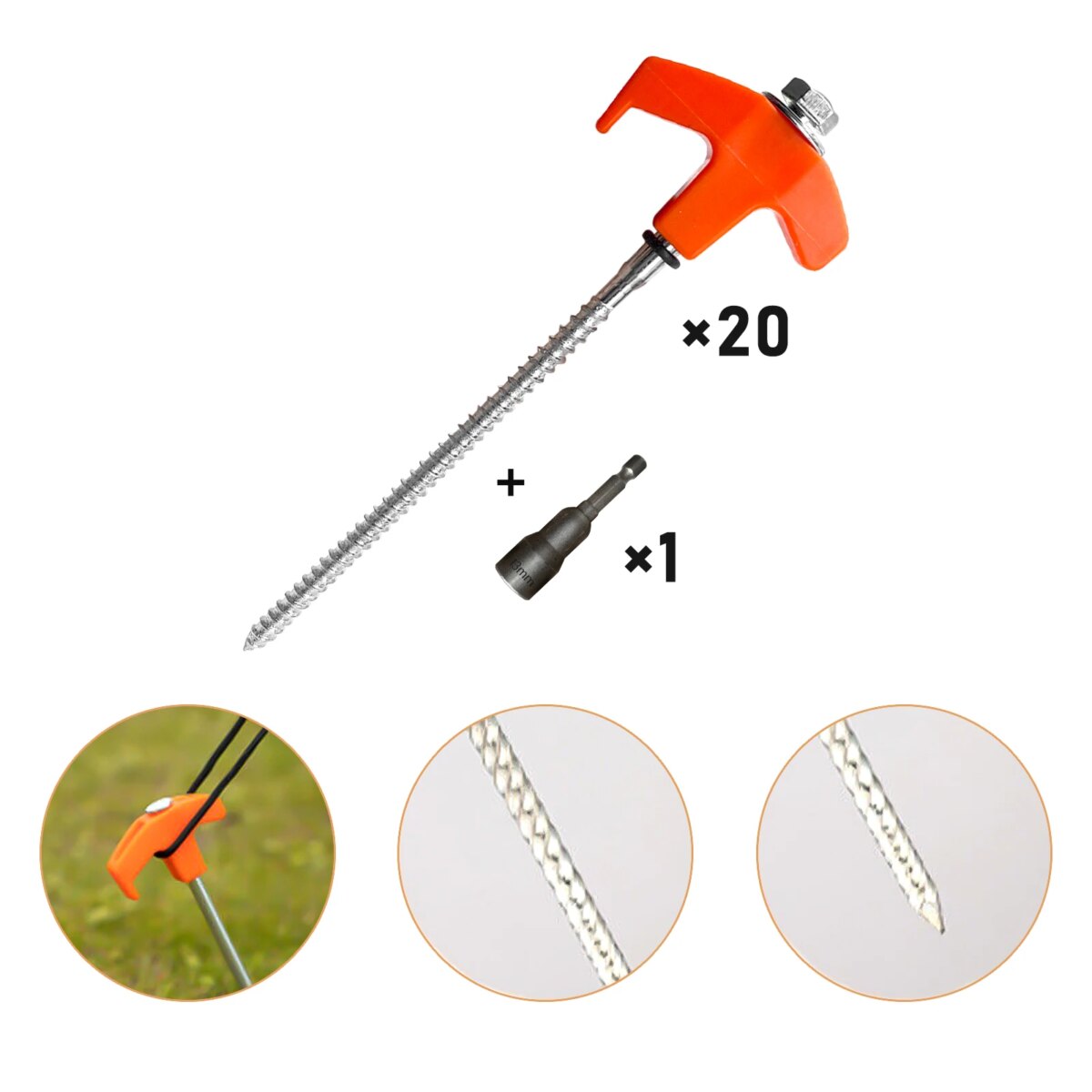 6/20/40Pc Screw In Tent Pegs Drill Top Hard Ground Camping Awning Pegs Camping Ground Sheet Anchor Hard Ground Awning Pegs: uk Stock, 4 Days Free Delivery - Image 6