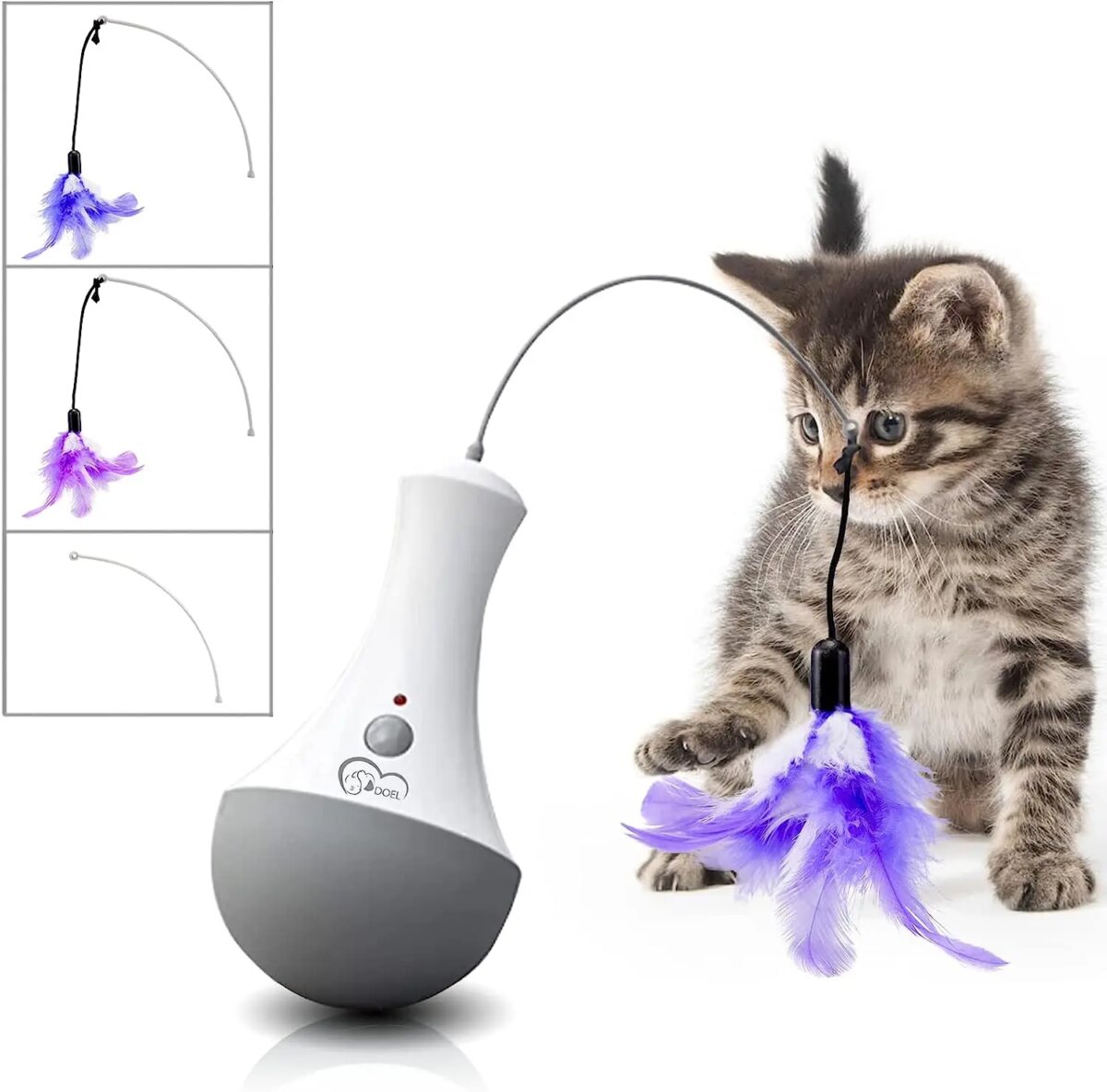 Cat Interactive Toys Funny Feather Kitten Teaser Indoor Play Automatic Toy Gift Cat Feather Toy: uk Stock, 4 Days Free Delivery, & No Order Amount limit - Image 1