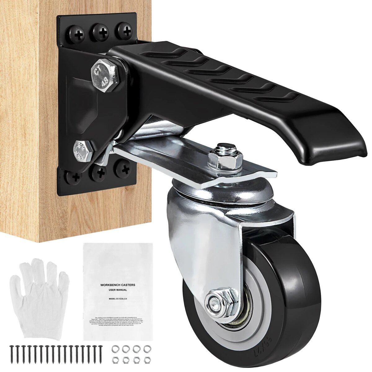 SucceBuy 165 lbs 2.5" Set of 4 Workbench Caster Wheels Side Mounted Retractable Stepdown Wheel 360° Swivel for Tables Equipment: uk Stock, 4 Days Free Delivery, & No Order Amount limit - Image 1