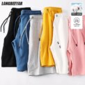 Top Quality 100% Cotton Summer Brand New Korean Street Casual Shorts Fashion Men Drawstring Slim Trousers Sports Men Clothing