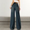 Modishion Vintage Blue High Rise Wide Leg Jeans Loose Straight Jeans Wide Leg Pants - Image 4