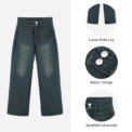 Modishion Vintage Blue High Rise Wide Leg Jeans Loose Straight Jeans Wide Leg Pants - Image 6