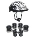 7Pcs Kids Helmet Knee Elbow Pad Sets Protective Gear Set Wrist Pad Kid Bicycle Cycling Safety Helmet Set Sport Protective Supply - Silver - United States