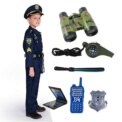 Boys Police Cosplay Costumes Kids Police Playsets Halloween Christmas Party Clothes Send Whistle Walkie Talkie Binoculars Gift