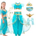 Disney Aladding and the Magic Lamp Jasmine Fairy Costume Princess Dress up for Little Girl Fancy 2024 Halloween Carnival Cosplay