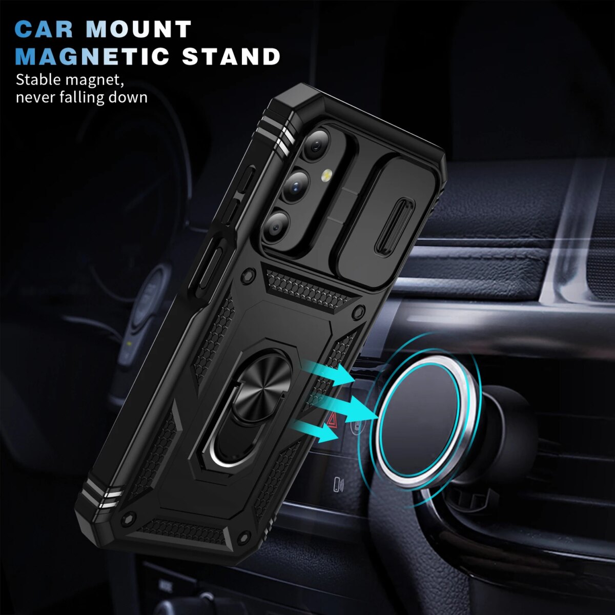 360 Full Protection Phone Case For Samsung Galaxy A17 A16 A15 A56 A55 A26 A06 A35 A34 A54 Case Armor Car Magnet Ring Stand Cover - Image 4
