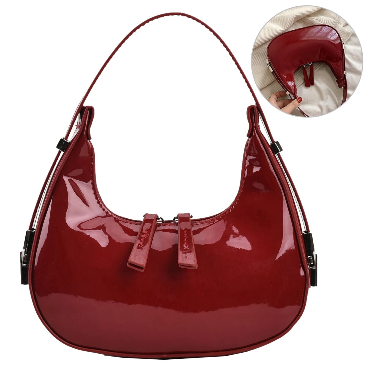 Women Leather Shoulder Bag Casual Vintage Tote Bag Zipper Retro Handbag PU Armpit Bag Travel Dating Purse - Image 1