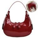 Women Leather Shoulder Bag Casual Vintage Tote Bag Zipper Retro Handbag PU Armpit Bag Travel Dating Purse