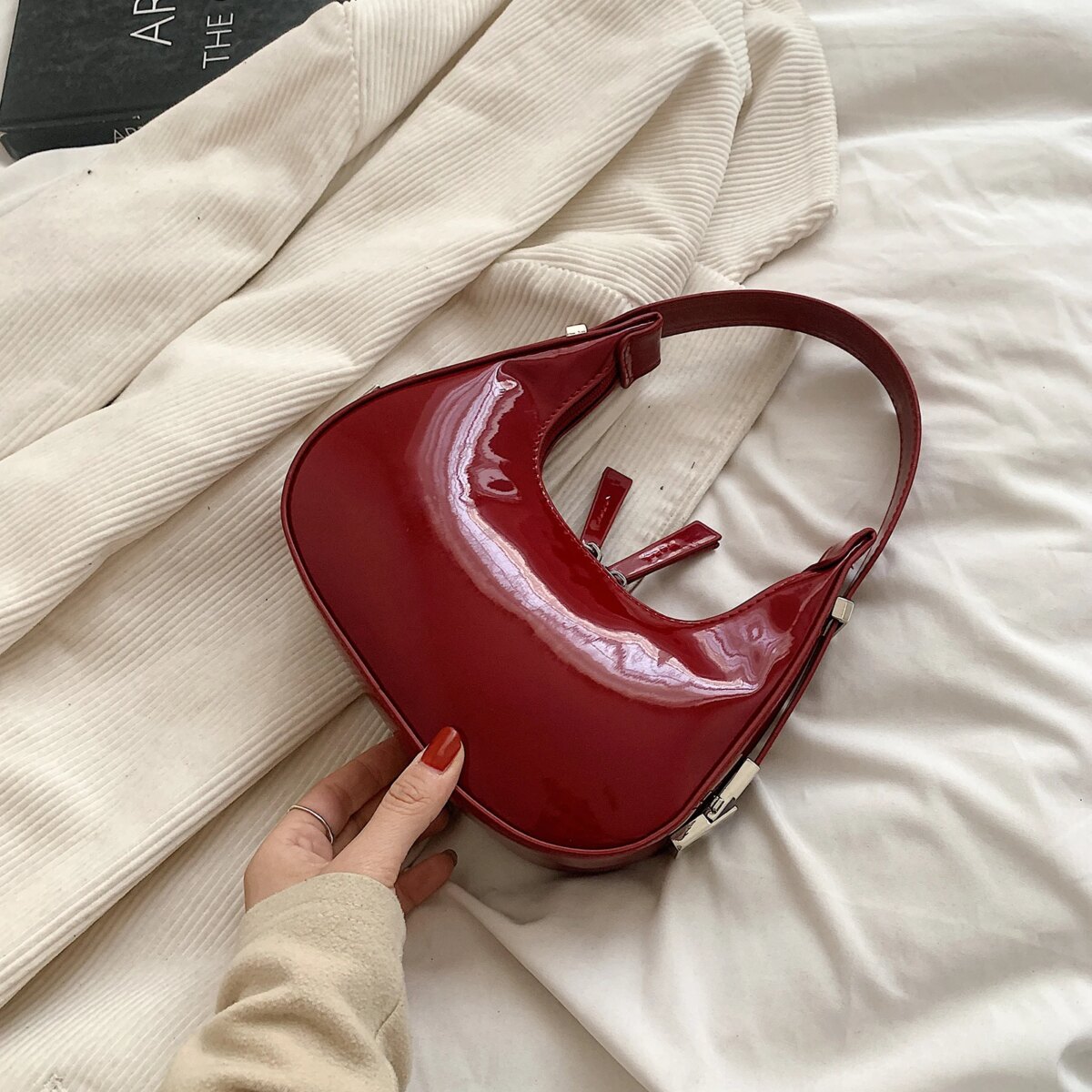 Women Leather Shoulder Bag Casual Vintage Tote Bag Zipper Retro Handbag PU Armpit Bag Travel Dating Purse - Image 3