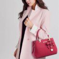 Elegant Women Messenger Bags with flower pendant Office Ladies Totes Pure Handbag for female Crossbody Shoulder Bags - Image 3