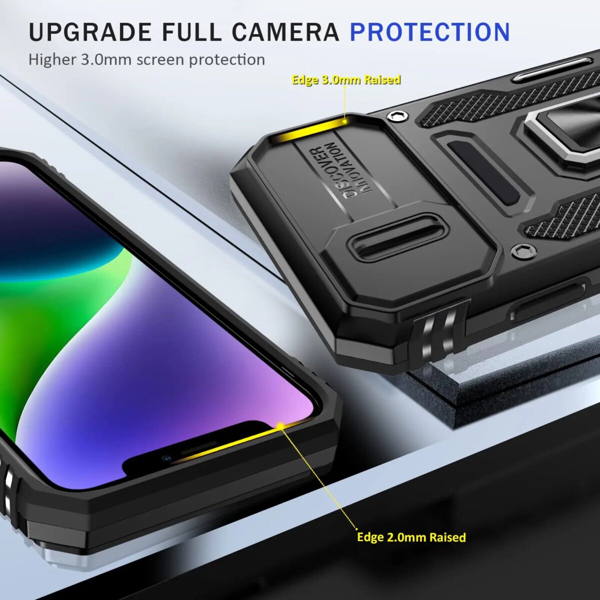 Shockproof Case for iPhone 16Pro 15 14 13 12 11 Pro Max Plus XSMax SE2020 with 360° Rotating Metal Magnetic Ring holder - Image 2