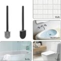 Silicone Toilet Brush Cleaning Brush Flat Head Flexible Wall Mounted Black Toilet Bowl Cleaner Brush Holder Set for WC Bathroom - Image 4