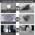 Silicone Toilet Brush Cleaning Brush Flat Head Flexible Wall Mounted Black Toilet Bowl Cleaner Brush Holder Set for WC Bathroom - Image 3