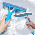 3-in-1 Hand-held Spray Window Wipers Silicone Shower Squeegee Wiper with Nozzle Watering Can Bathroom Mirror Glass Cleaning Tool