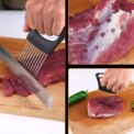 1pc Stainless Steel Onion Slicer Holder, Multipurpose Meat Tenderizers, Vegetable Potato Tomato Lemon Cutting Tool, Full Grip Ha - Image 3
