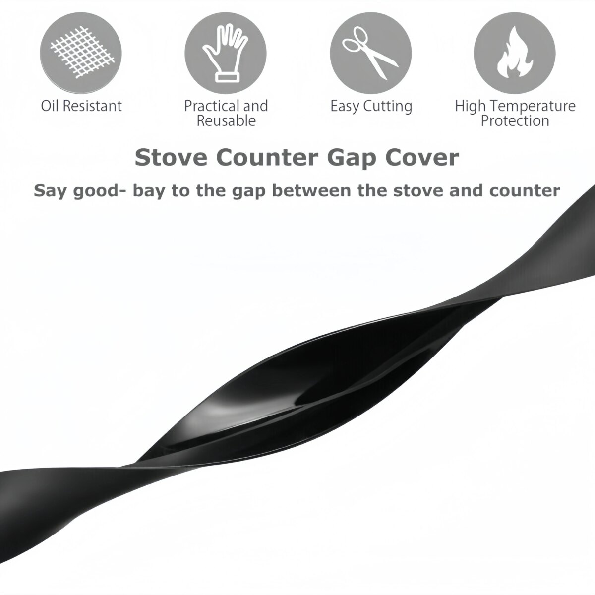 Silicone Kitchen Gap Seal Strip - Oil & Stain Resistant, Stove Countertop Cover for Home and Restaurant Use - Image 3