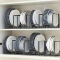 1pc Kitchen Cabinet Plate Storage Countertop Dish Rack Drawer Dinner Plate Partition Drain Rack Layered Storage Rack Accessories