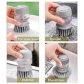 Soap Dispenser Dish Brush Palm Brush Scrub Brush with Storage Bracket and Drainage Base Household Kitchen Pot Scrubbing Brush - Image 6