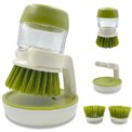 Soap Dispenser Dish Brush Palm Brush Scrub Brush with Storage Bracket and Drainage Base Household Kitchen Pot Scrubbing Brush