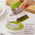 Soap Dispenser Dish Brush Palm Brush Scrub Brush with Storage Bracket and Drainage Base Household Kitchen Pot Scrubbing Brush - Image 4