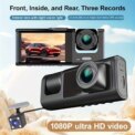 Car Dash Cam With IR Night Vision Loop Recording 3 Channel Cameras DVR Recorder 1080P Video Dashcam Inside Vehicle Camera DVRs - Image 6