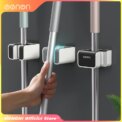 MENGNI Wall Mounted Mop Broom Holder Adhesive Multi-Purpose Hooks Broom Hanger Kitchen Bathroom Accessories Sets