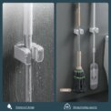 MENGNI Wall Mounted Mop Broom Holder Adhesive Multi-Purpose Hooks Broom Hanger Kitchen Bathroom Accessories Sets - Image 3