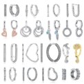 Original Silver Plated Earrings For Women Hoop Love Heart Star Sun Pave CZ Dangle Earings Rose Gold Wedding Gift Luxury Jewelry