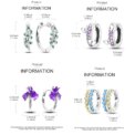 925 Sterling Silver Hoop Earrings For Women Star Moon Paint Feather Musical Note Colorful Zircon Fashion Earrings Women Gift - Image 5
