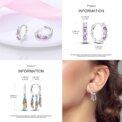 925 Sterling Silver Hoop Earrings For Women Star Moon Paint Feather Musical Note Colorful Zircon Fashion Earrings Women Gift - Image 3