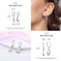 925 Sterling Silver Hoop Earrings For Women Star Moon Paint Feather Musical Note Colorful Zircon Fashion Earrings Women Gift - Image 2