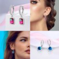 Hot Classic Original 925 Sterling Silver Earrings Colorful Circle Hoop Earrings For Women Party Wedding Engagement Jewelry Gift - Image 6