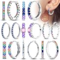 925 Sterling Silver Hoop Earrings Large Round Simple Zirconia Drop Earrings for Women Girl Party Birthday Wedding Jewelry Gifts