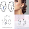 Luminous Shell Women Earrings Original 925 Sterling Silver Pave CZ Star Moon Hoop Earrings Engagement Wedding Jewelry - Image 6